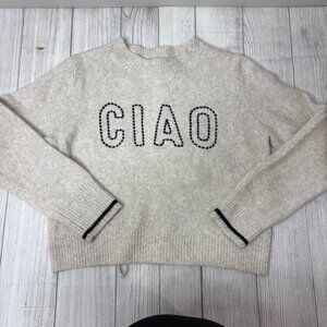 Z Supply Cream/Black CIAO Sweater Size Small